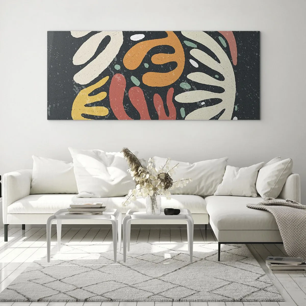 Schilderen op glas - Compositie – ik sta op het punt je te pakken te krijgen - 90x30 cm