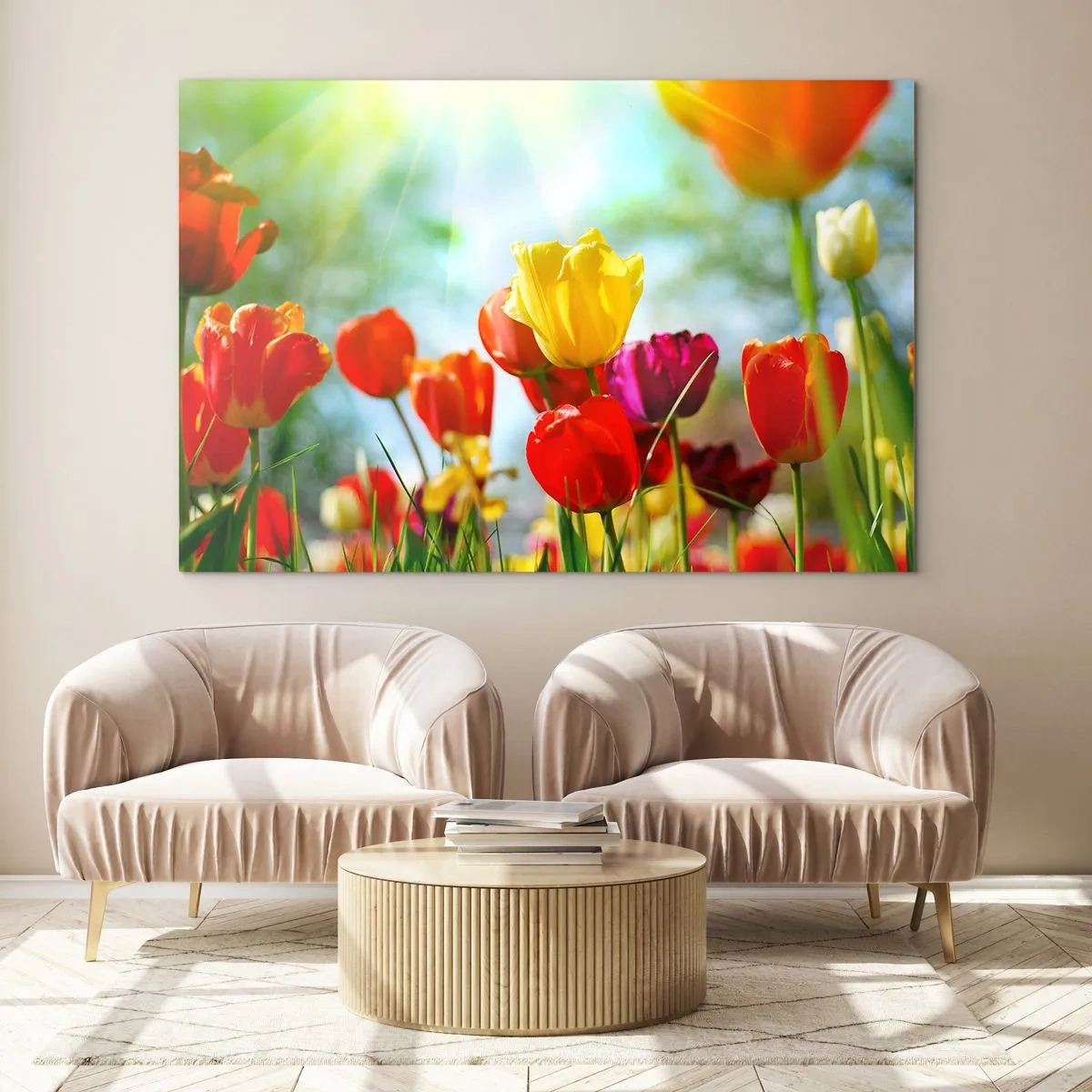 Schilderen op glas - Alle kleuren van de zon - 120x80 cm