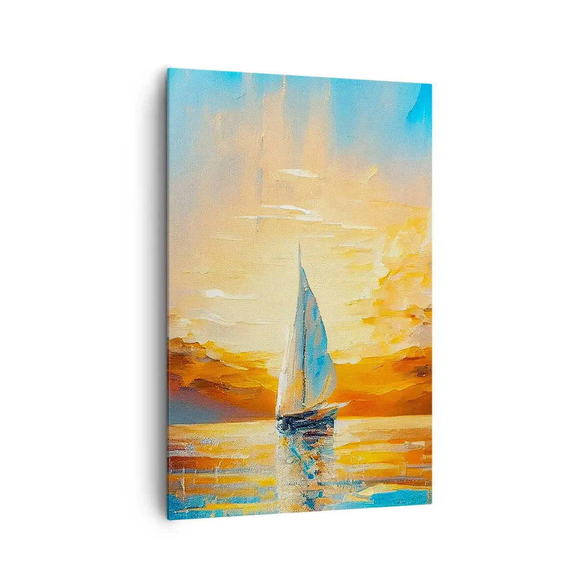Schilderen op canvas - Zeilen in goud - 80x120 cm