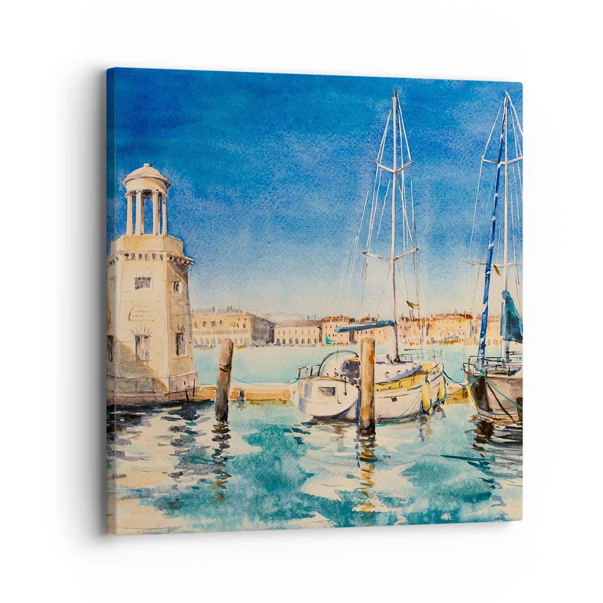 Schilderen op canvas - Zonnige lagune - 30x30 cm