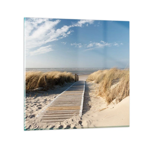 Schilderen op glas - Achter het duin, in het ruisen van gras - 30x30 cm