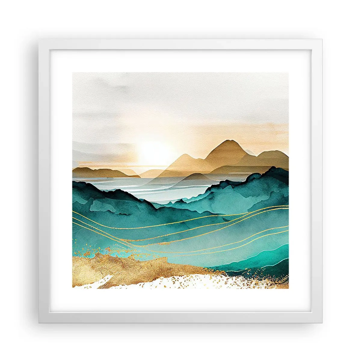Poster in een witte lijst - Op de rand van abstractie – landschap - 40x40 cm