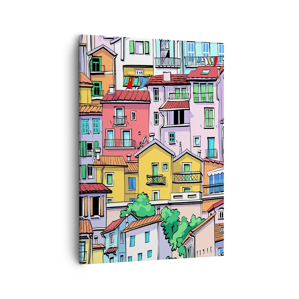Schilderen op canvas - Vrolijke stad - 50x70 cm