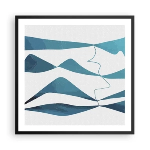 Poster in een zwarte lijst - Abstractie: turquoise verbinding - 60x60 cm