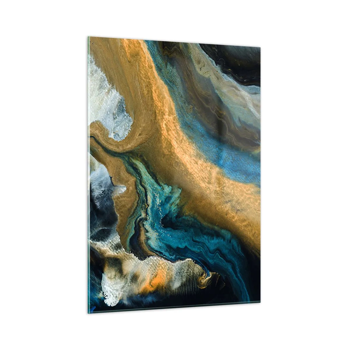 Schilderen op glas - Blauw - geel - wederzijdse invloeden - 50x70 cm