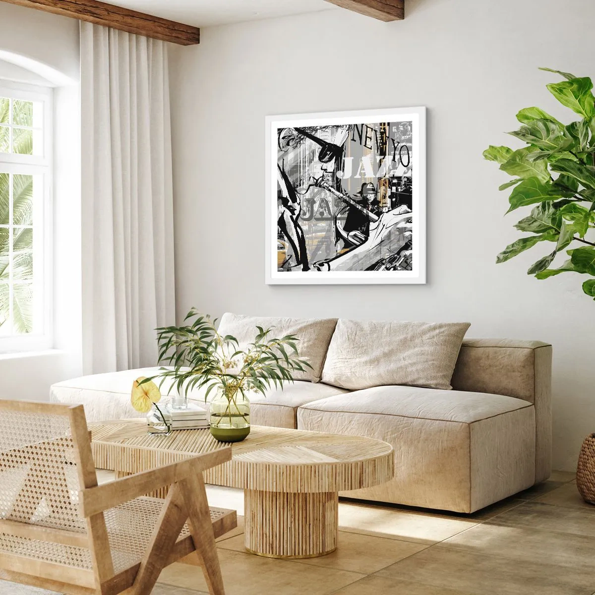 Poster in een witte lijst - Op het ritme van New York - 40x40 cm