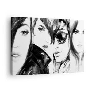 Schilderen op canvas - Stijlvolle portretten van vrouwen in monochrome tinten - 70x50cm - Schoonheid vermenigvuldigd - Moderne wanddecoratie voor woonkamer en slaapkamer ARTTOR