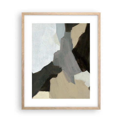 Een poster in een licht eiken lijst - Abstractie: het kruispunt van grijs - 40x50 cm