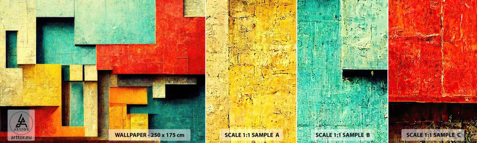 Fotobehang Staaltje Standard Eco - Festival van rechte hoeken - 3D, Deel, Geometrisch - 100x30 cm