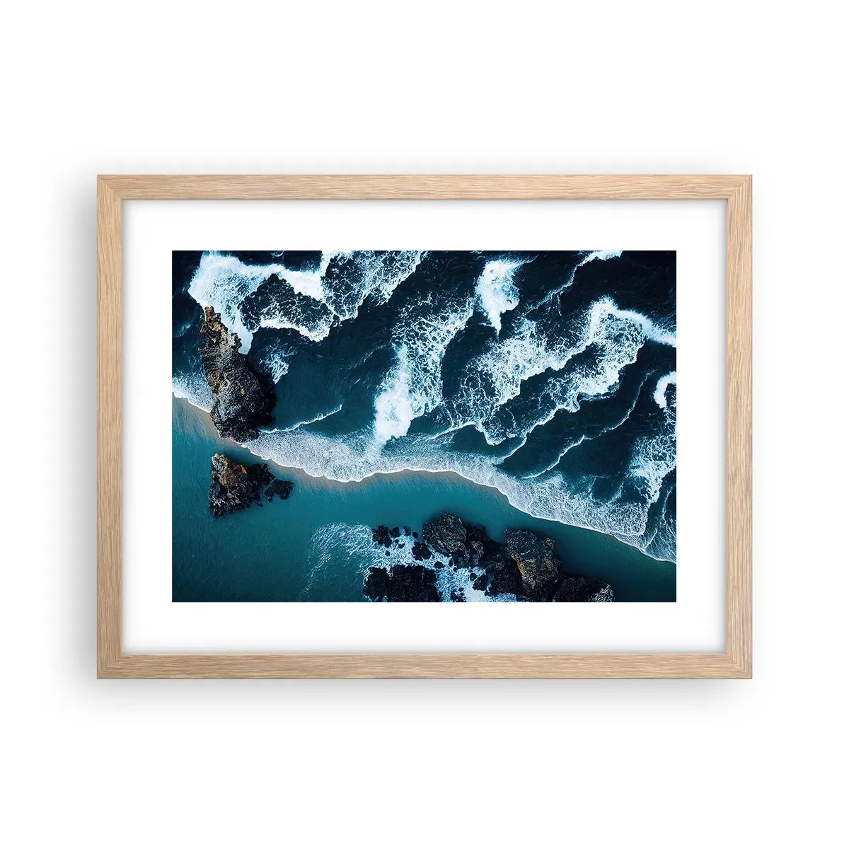 Een poster in een licht eiken lijst - In golven gewikkeld - 40x30 cm