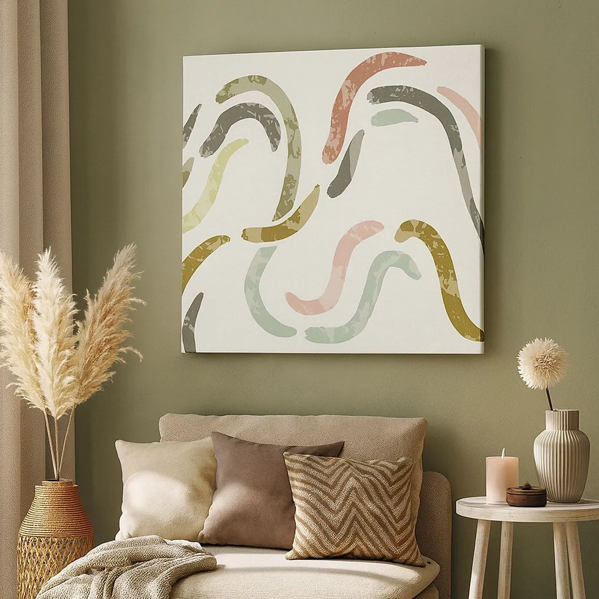 Schilderen op canvas - Een vrolijke dans van abstractie - 30x30 cm