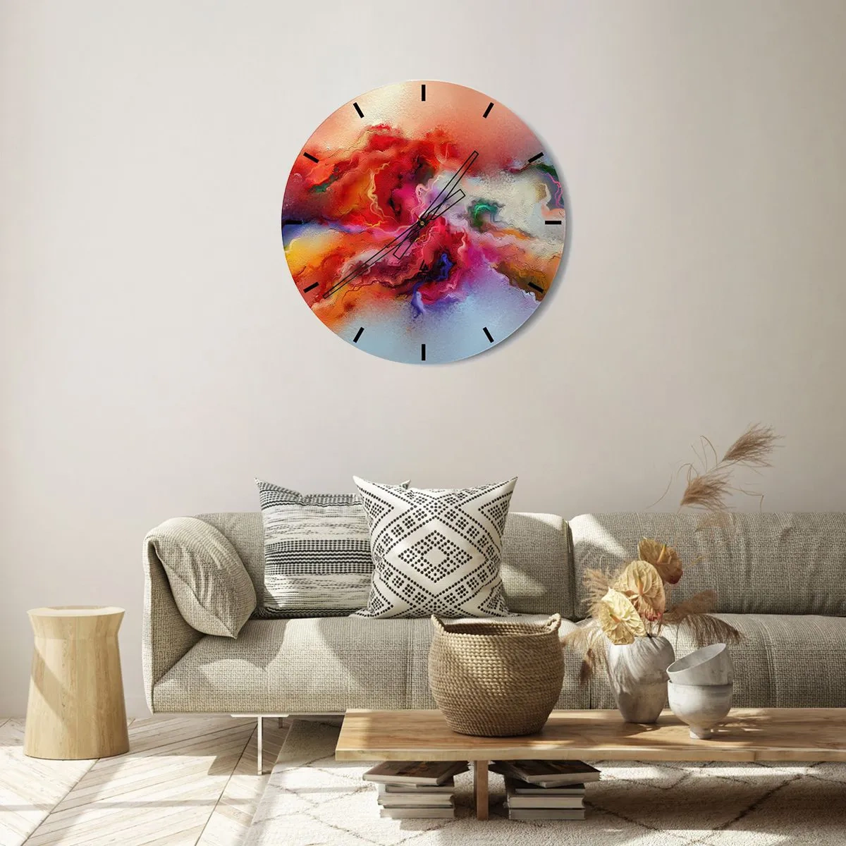 Wandklok - Klok - Een abstracte mix van kleuren die een dynamische compositie creëert. - 30x30cm - Hoe vang je dromen - rook - Moderne wanddecoratie voor woonkamer, keuken en slaapkamer ARTTOR
