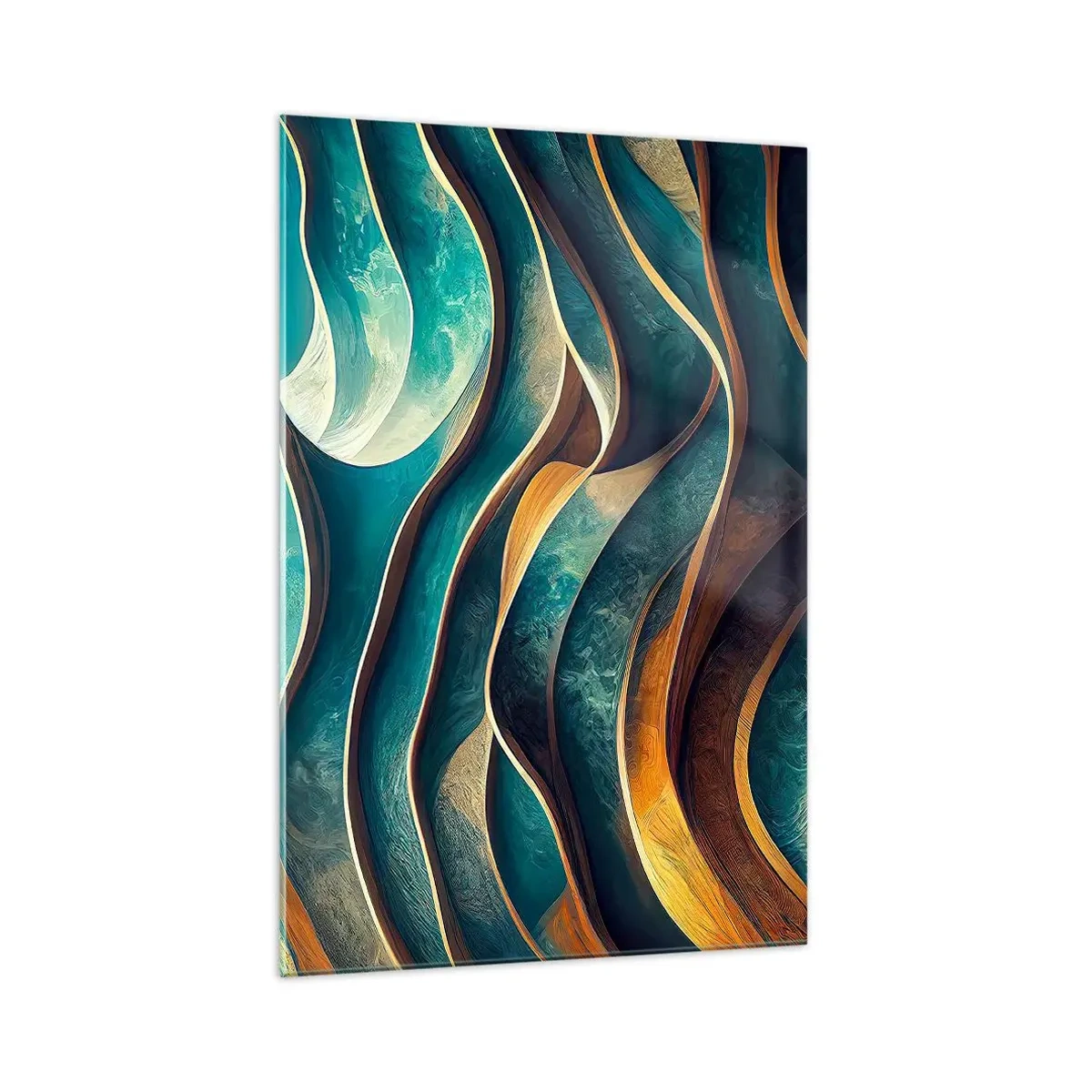 Schilderen op glas - Meanders van blauw - 70x100 cm