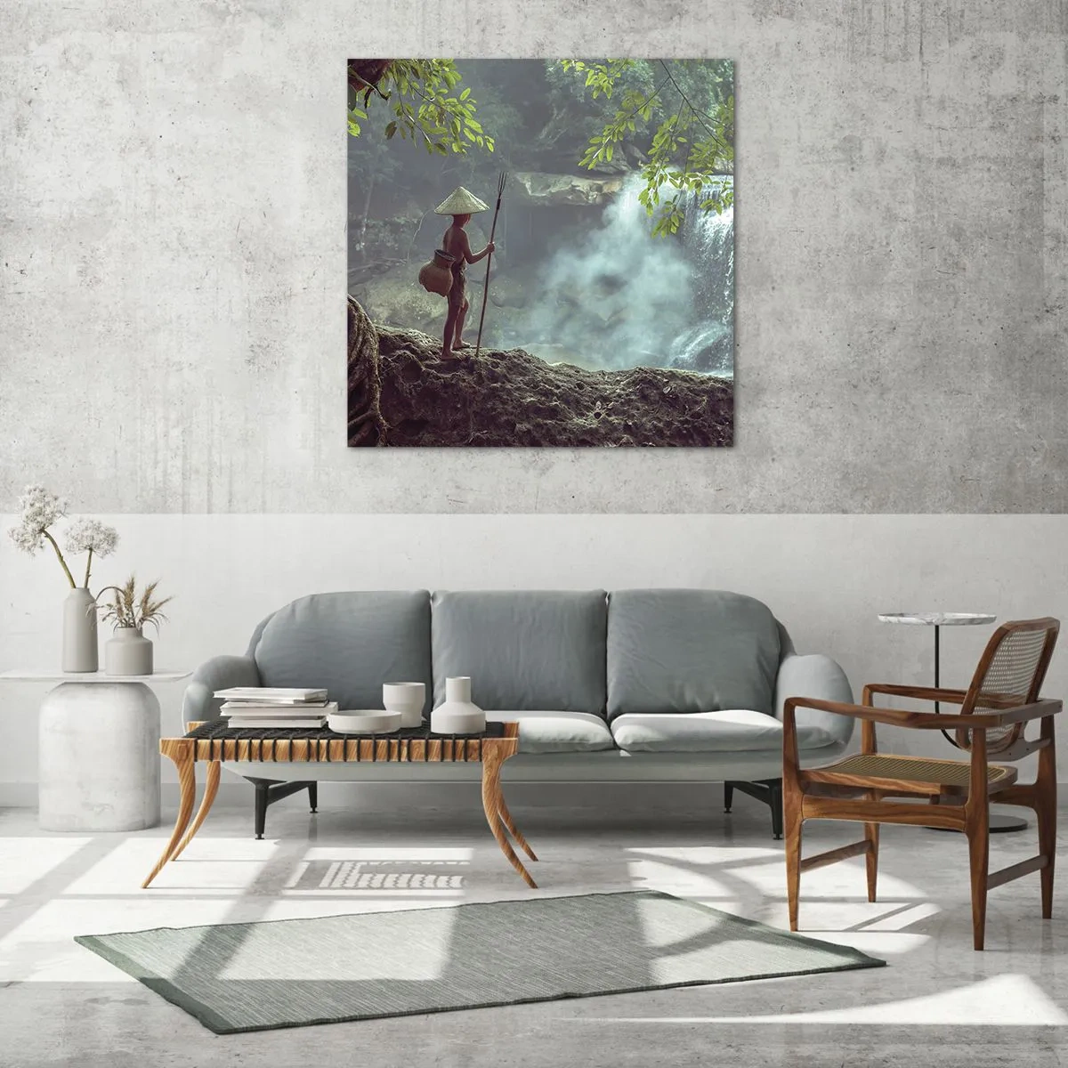 Schilderen op glas - Bevriend met de natuur - 70x70 cm