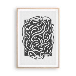 Een poster in een licht eiken lijst - Abstractie: vreugdedans - 70x100 cm