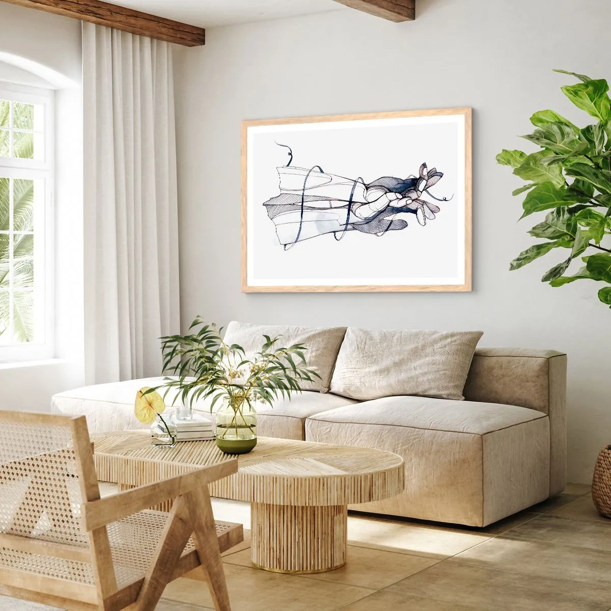 Een poster in een licht eiken lijst - Touch-studie - 100x70 cm