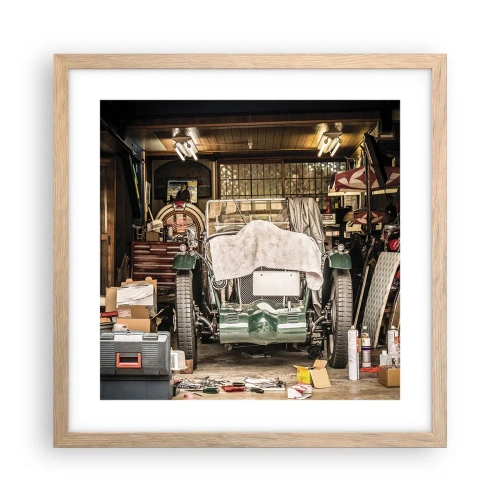 Een poster in een licht eiken lijst - Terug naar het verleden - 40x40 cm
