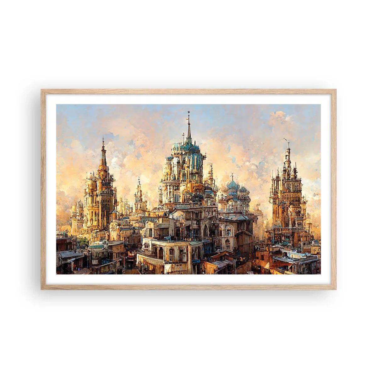 Een poster in een licht eiken lijst - Stad der steden - 91x61 cm