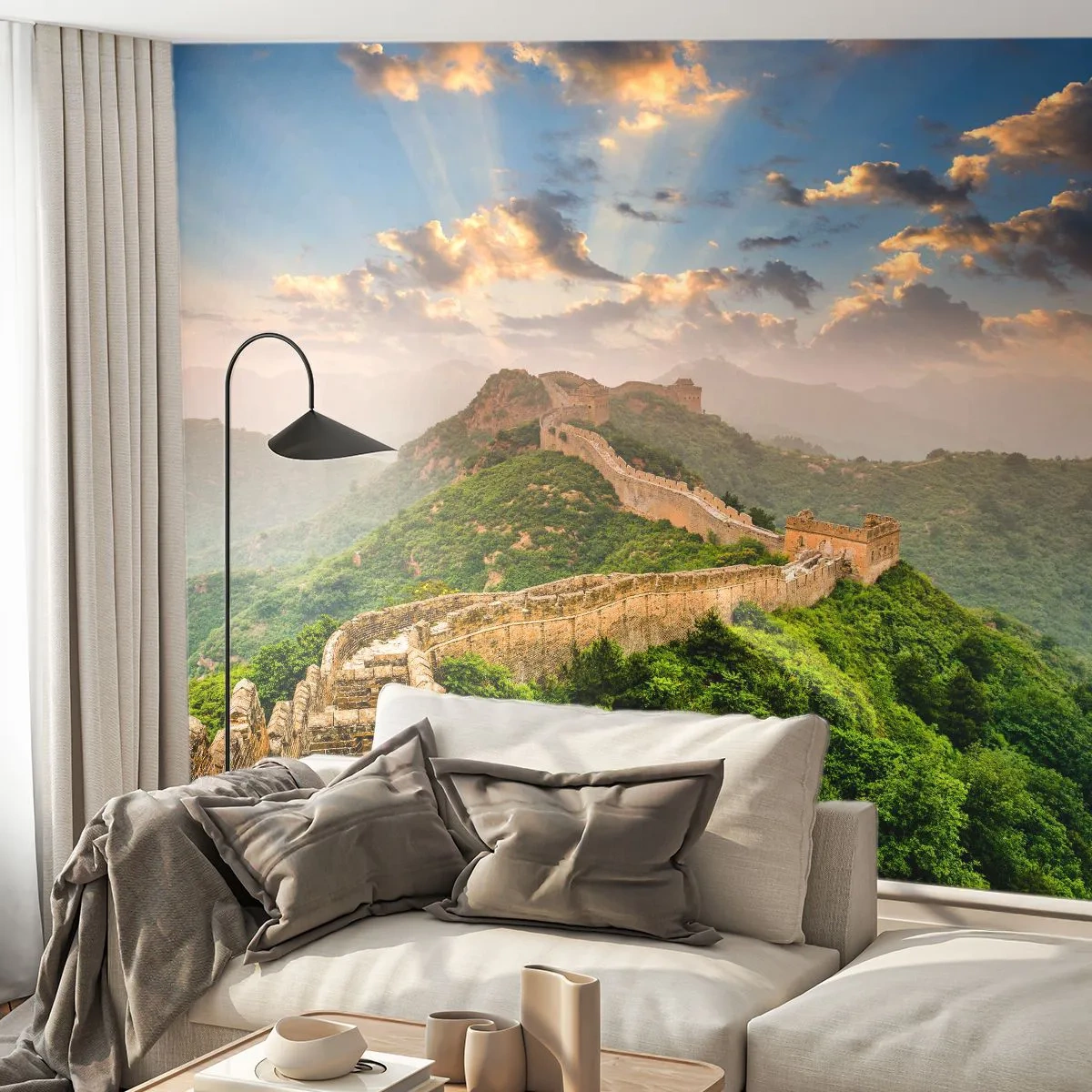Fotobehang Premium Sand - Eeuwige grootheid - Landschap, De Chinese muur, Azië - 100x70 cm