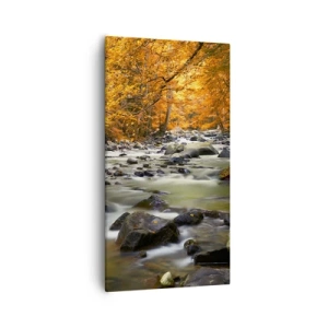 Schilderen op canvas - Een stroom in een gouden bos - 55x100 cm