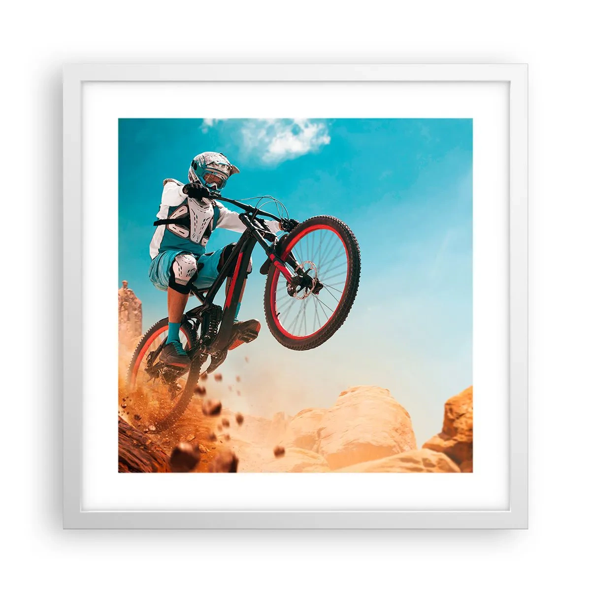 Poster in een witte lijst - Fiets waanzin demon - 40x40 cm