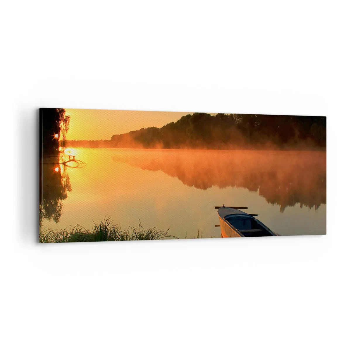 Schilderen op canvas - Zonsopgang boven het water als een spiegel - 120x50 cm