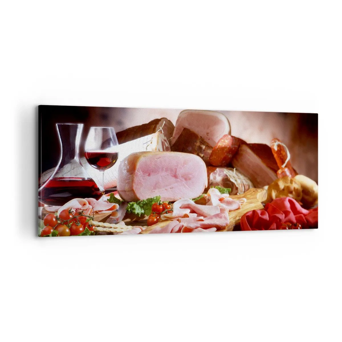 Schilderen op canvas - Een culinaire droom met een karaf - 120x50 cm