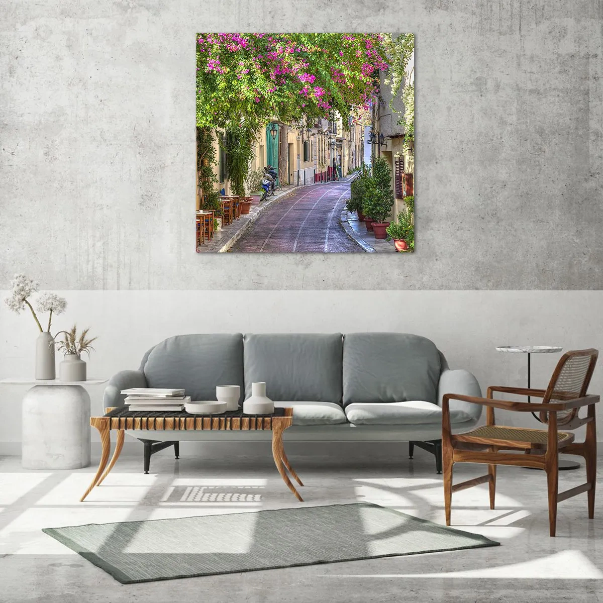 Schilderen op glas - Bloeiende steeg - 60x60 cm
