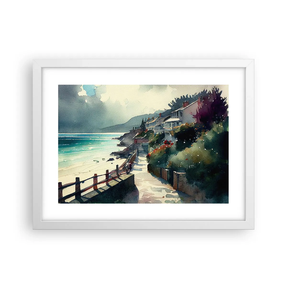 Poster in een witte lijst - Mediterrane stad - 40x30 cm