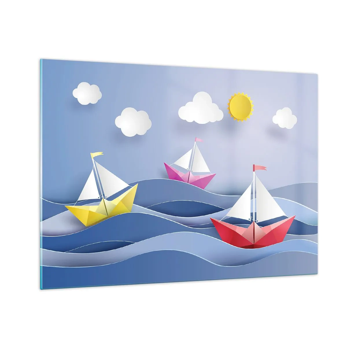 Schilderen op glas - Ah, wat is het heerlijk om in de golven te schommelen - 100x70 cm