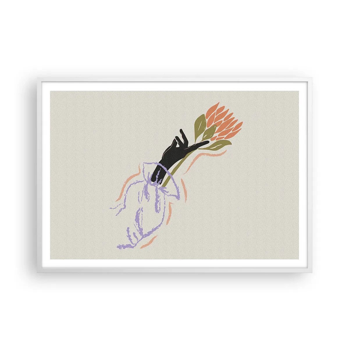 Poster in een witte lijst - Zusterlijke aanraking - 100x70 cm