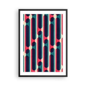 Poster in een zwarte lijst - Geometrisch patroon in tinten rood en blauw - 50x70cm - In de diepte en vooruit - Moderne wanddecoratie voor woonkamer en slaapkamer ARTTOR