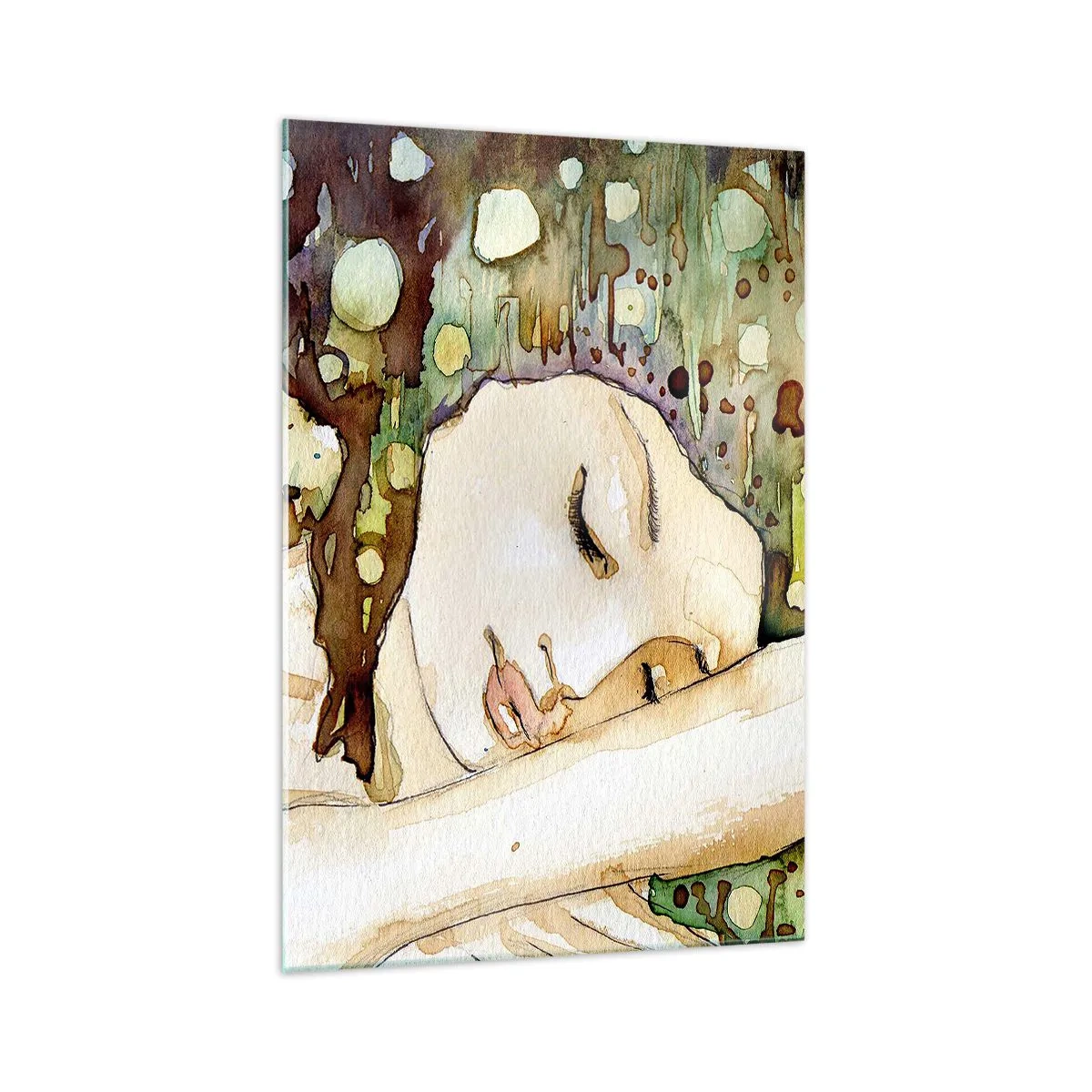 Schilderen op glas - Een smaragd-violette droom - 70x100 cm