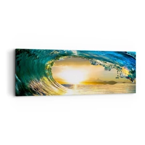 Schilderen op canvas - In een smaragd-gouden kristal - 90x30 cm