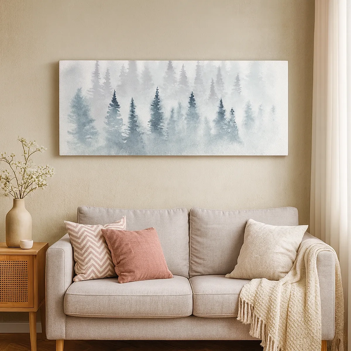 Schilderen op canvas - Gehuld in mist - 30x30 cm