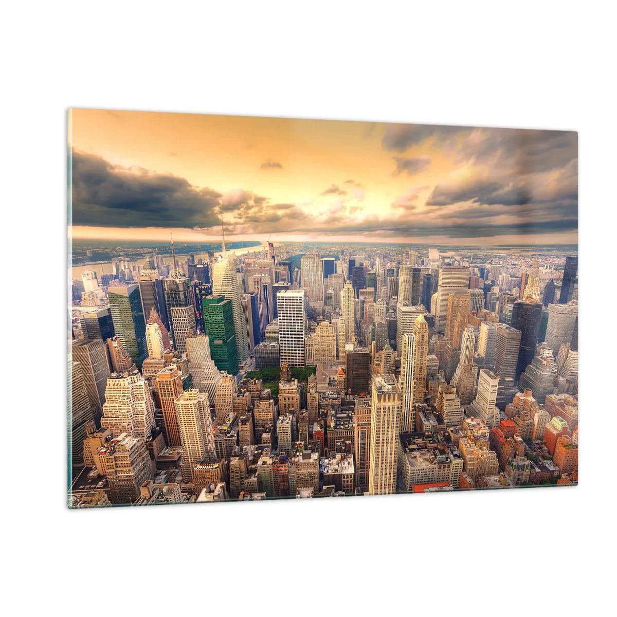 Schilderen op glas - Vergulde metropool - 120x80 cm
