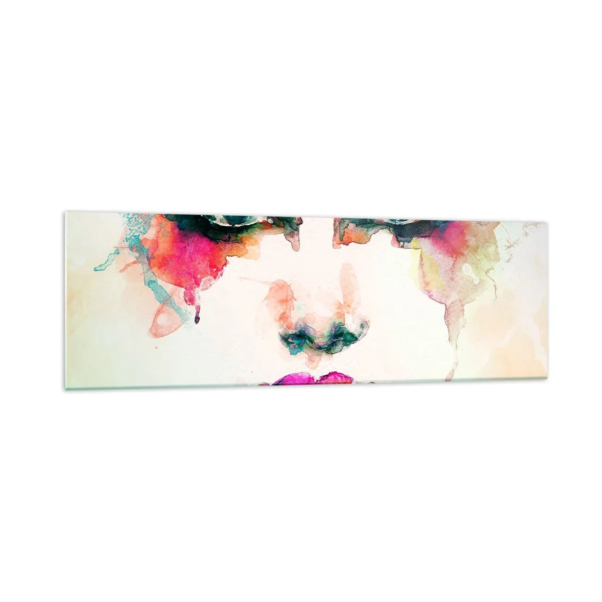 Schilderen op glas - Een portret geschilderd met een regenboog - 160x50 cm