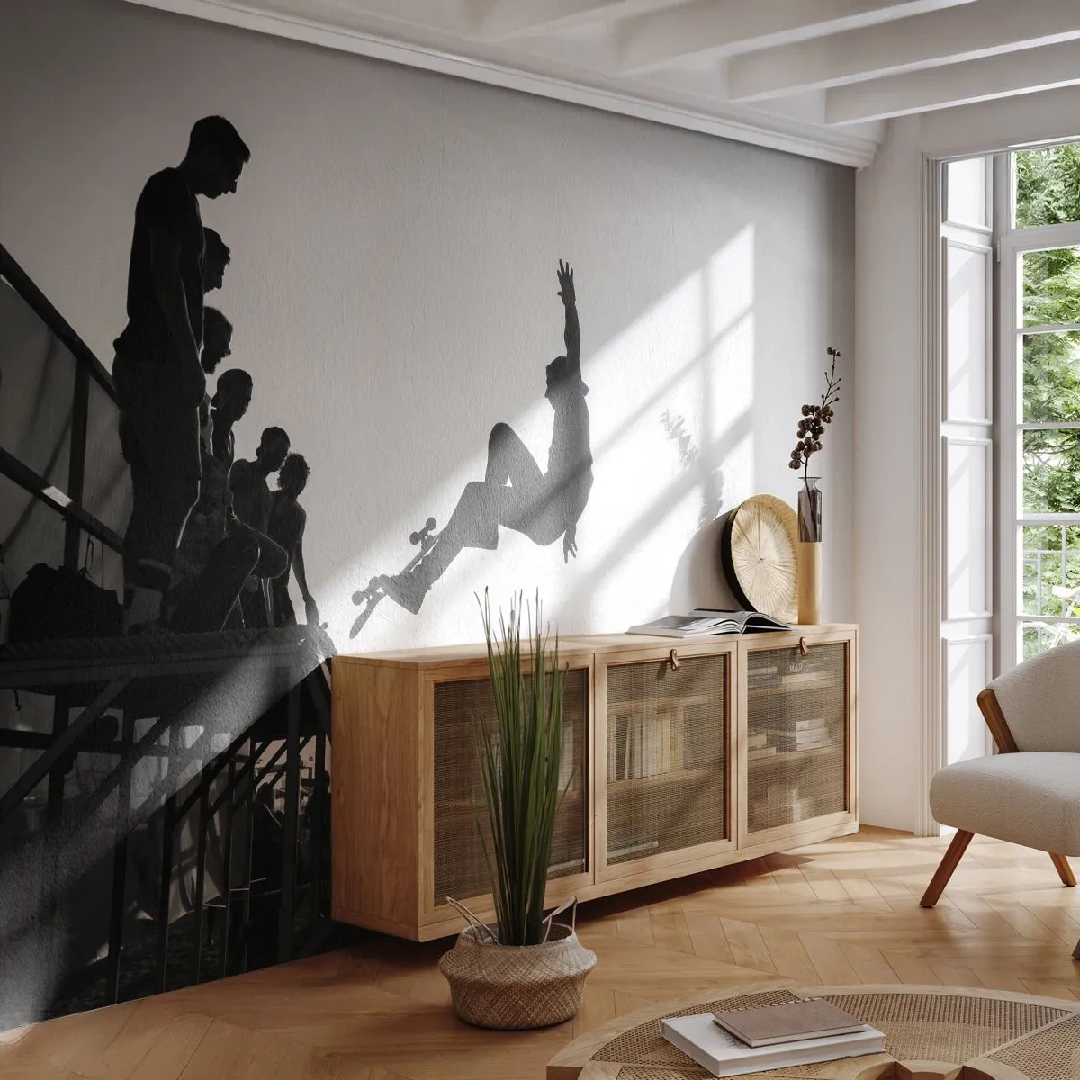 Fotobehang Standard Eco - Helden en kijkers - Skatepark, Skateboard, Sport - 400x280 cm