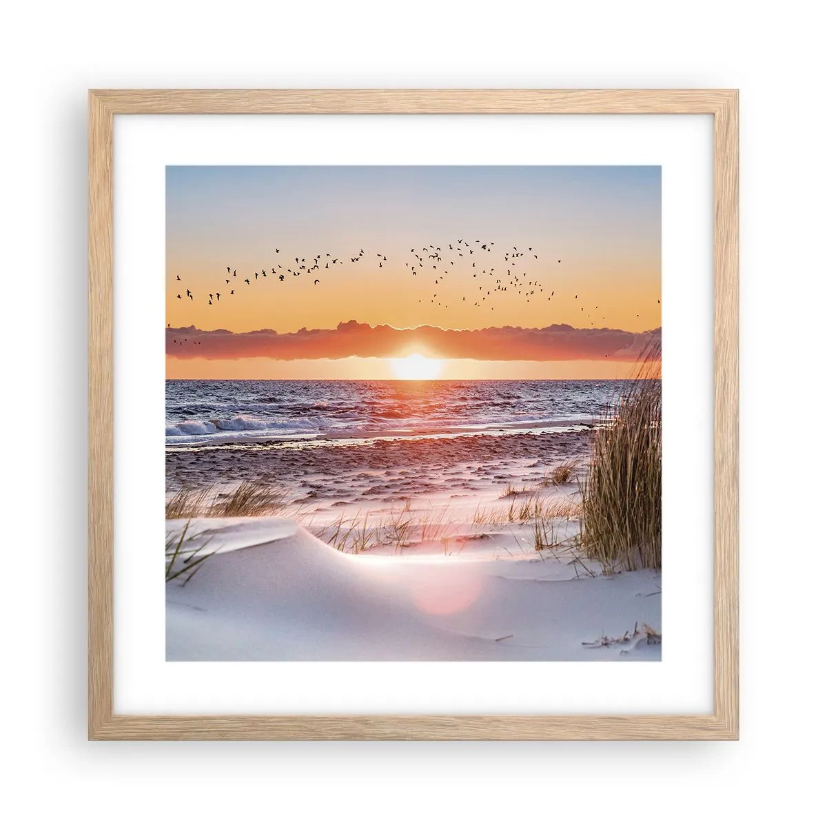 Een poster in een licht eiken lijst - Horizontaal landschap - 40x40 cm