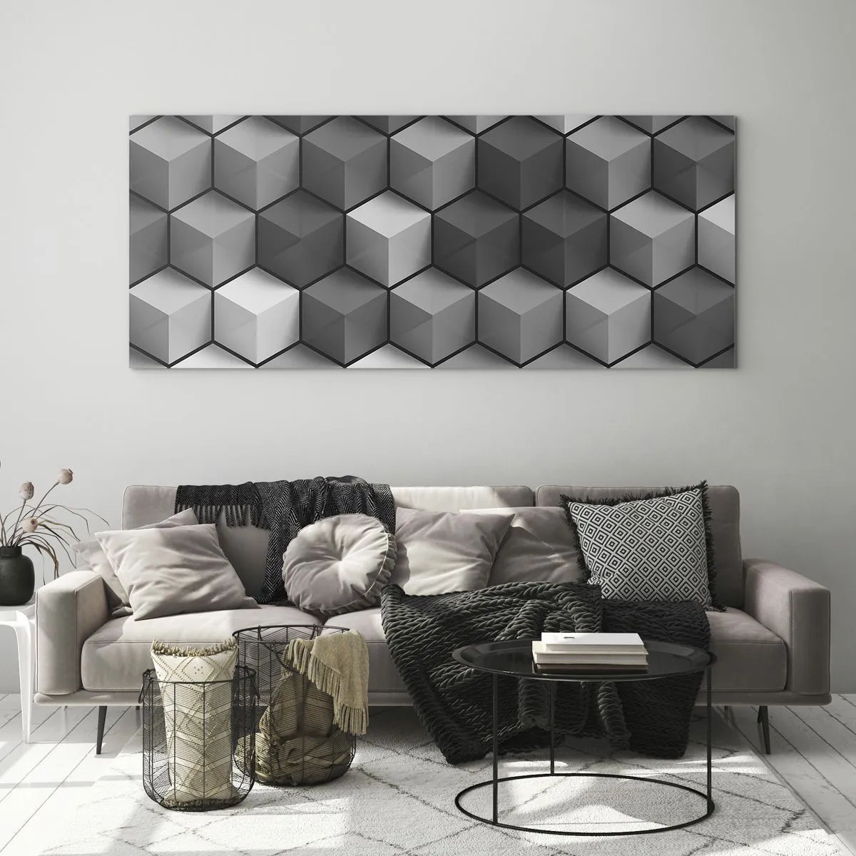 Schilderen op glas - Kubistische puzzel - 100x40 cm