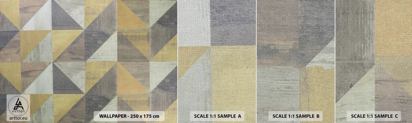 Fotobehang Monster Premium Canvas - Op de hoek van de driehoek - Abstractie, Deel, Driehoeken - 100x30 cm