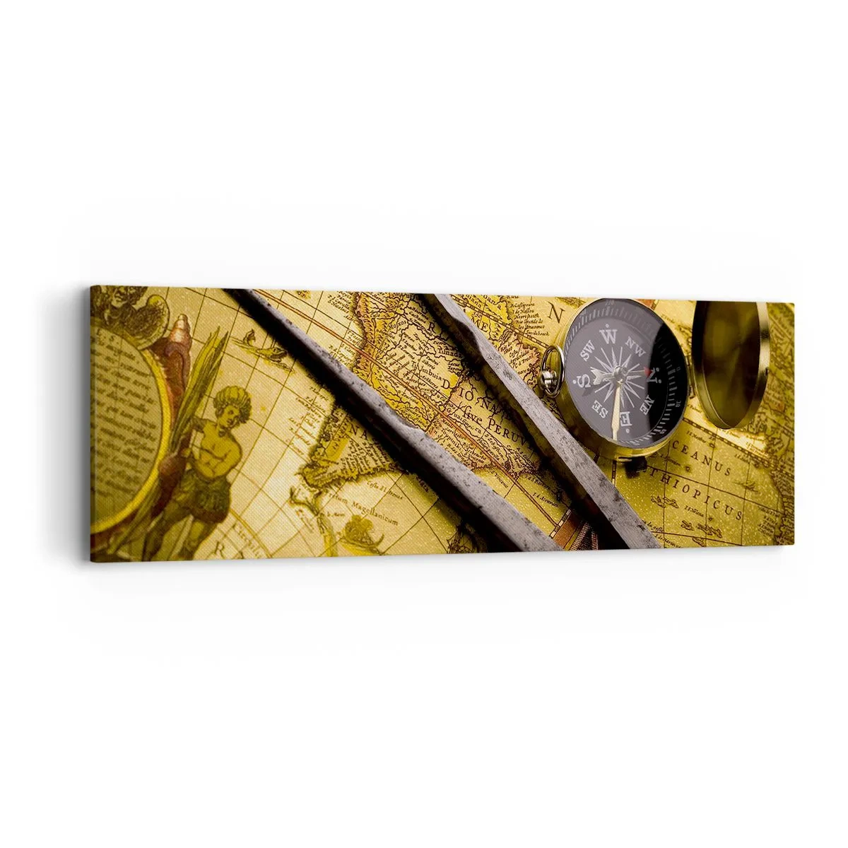Schilderen op canvas - Waar zijn deze schatten? - 90x30 cm