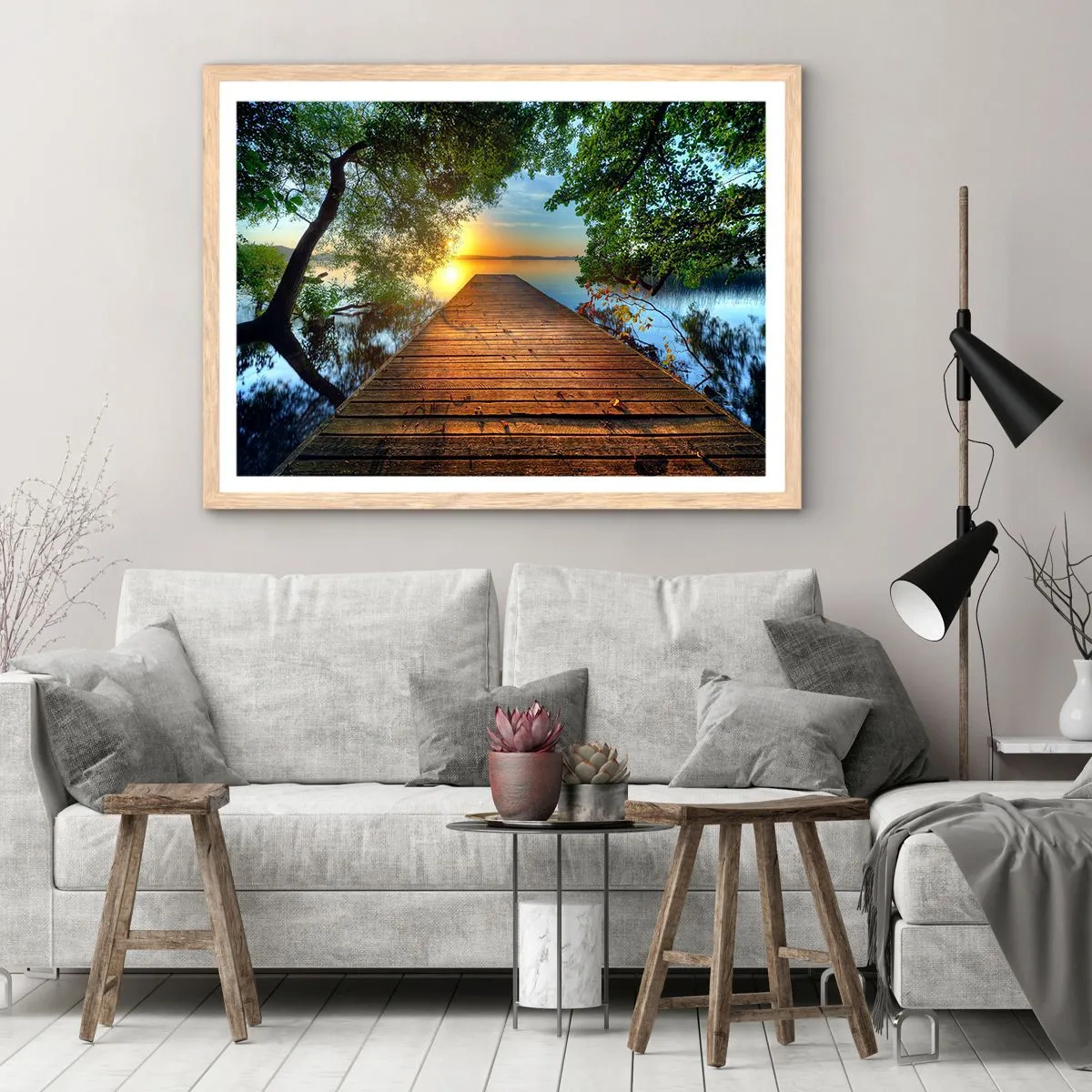 Een poster in een licht eiken lijst - Neem de tijd, ga zitten - 91x61 cm