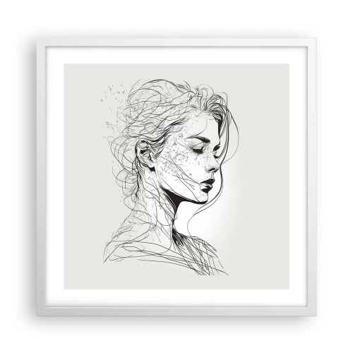 Poster in een witte lijst - Portret in gedachten - 50x50 cm