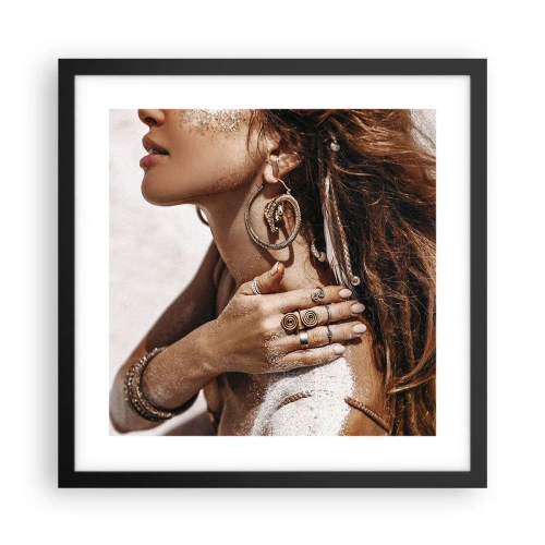 Poster in een zwarte lijst - Koningin van het wilde strand - 40x40 cm