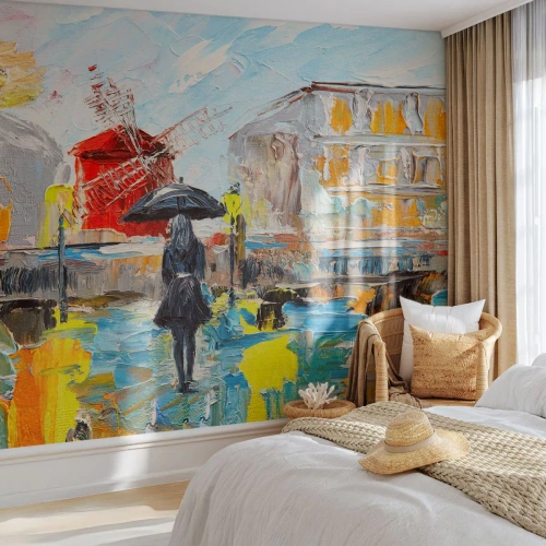 Fotobehang Premium Canvas - Parijse legendes - Vrouw, Parijs, Stad - 350x256 cm