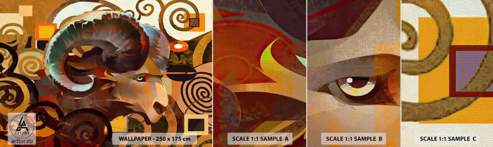 Fotobehang Monster Premium Canvas - Magie - religies - rituelen - Abstractie, Ram, Grafisch - 100x30 cm