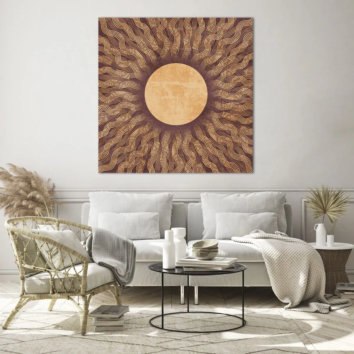 Schilderen op glas - Zon icoon - 40x40 cm