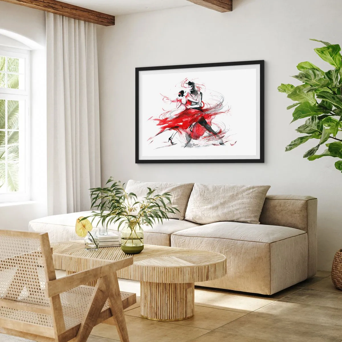 Poster in een zwarte lijst - Tango - het ritme van passie - 70x50 cm