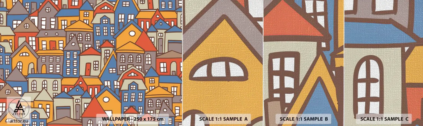 Fotobehang Monster Premium Canvas - Achter het huis is een huis - Stad, Architectuur, Oude stad - 100x30 cm